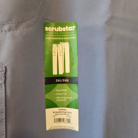 Scrubstar 3XL/3XG Blue Unisex Drawstring Pants Durable Easy Fit Stretchy Polyest - Picture 3 of 9